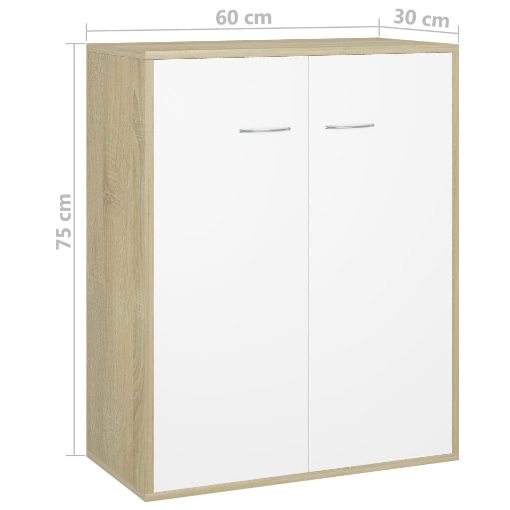 Sideboard White and Sonoma Oak 60x30x75 cm Engineered Wood