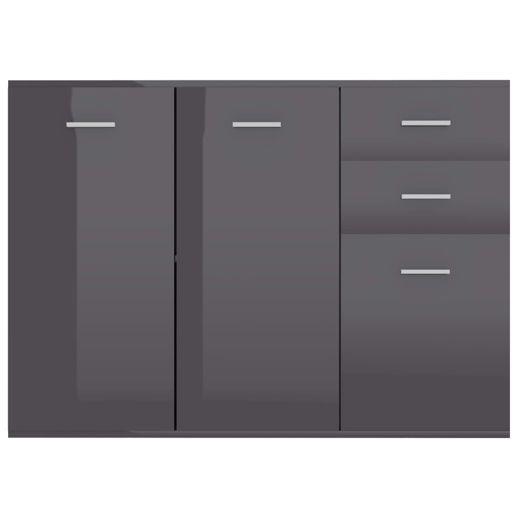 Sideboard High Gloss Grey 105x30x75 cm Engineered Wood