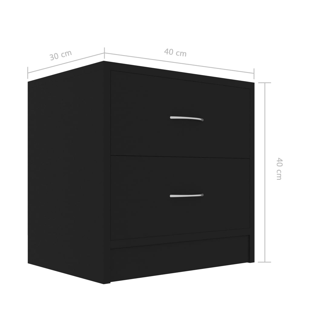 Bedside Cabinet Black 40x30x40 cm Engineered Wood