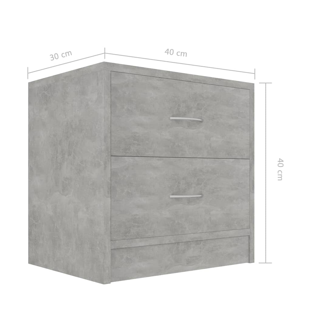 Bedside Cabinet Concrete Grey 40x30x40 cm Engineered Wood