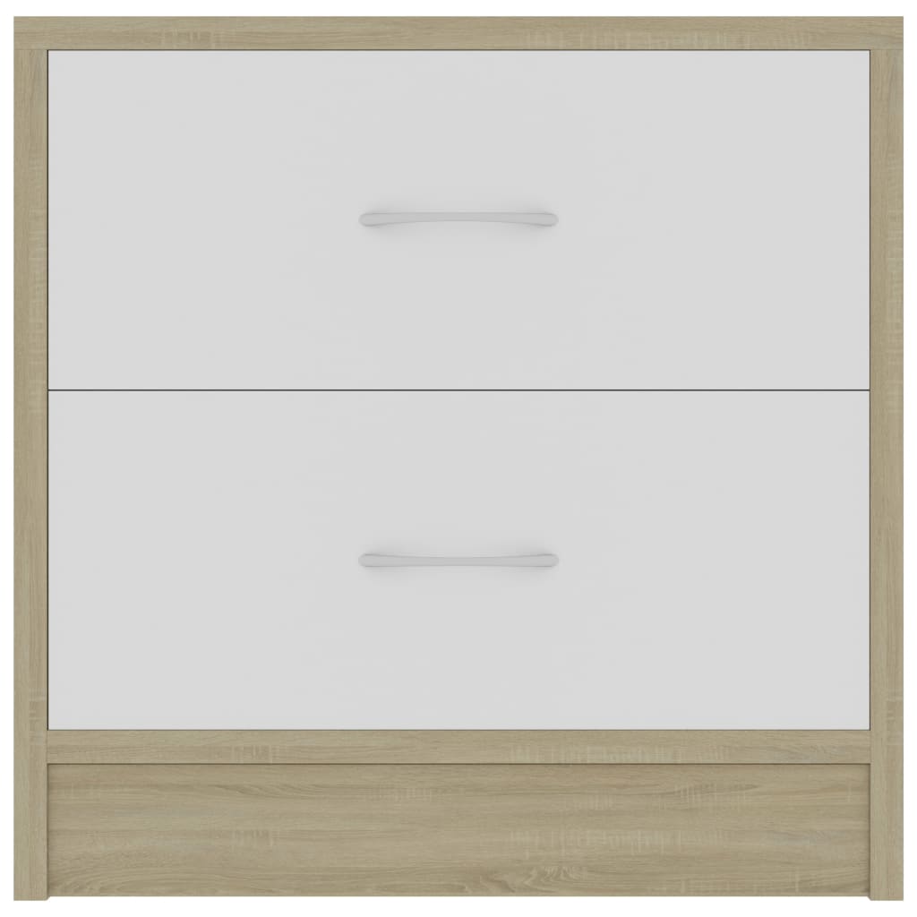 Bedside Cabinet White and Sonoma Oak 40x30x40 cm Engineered Wood