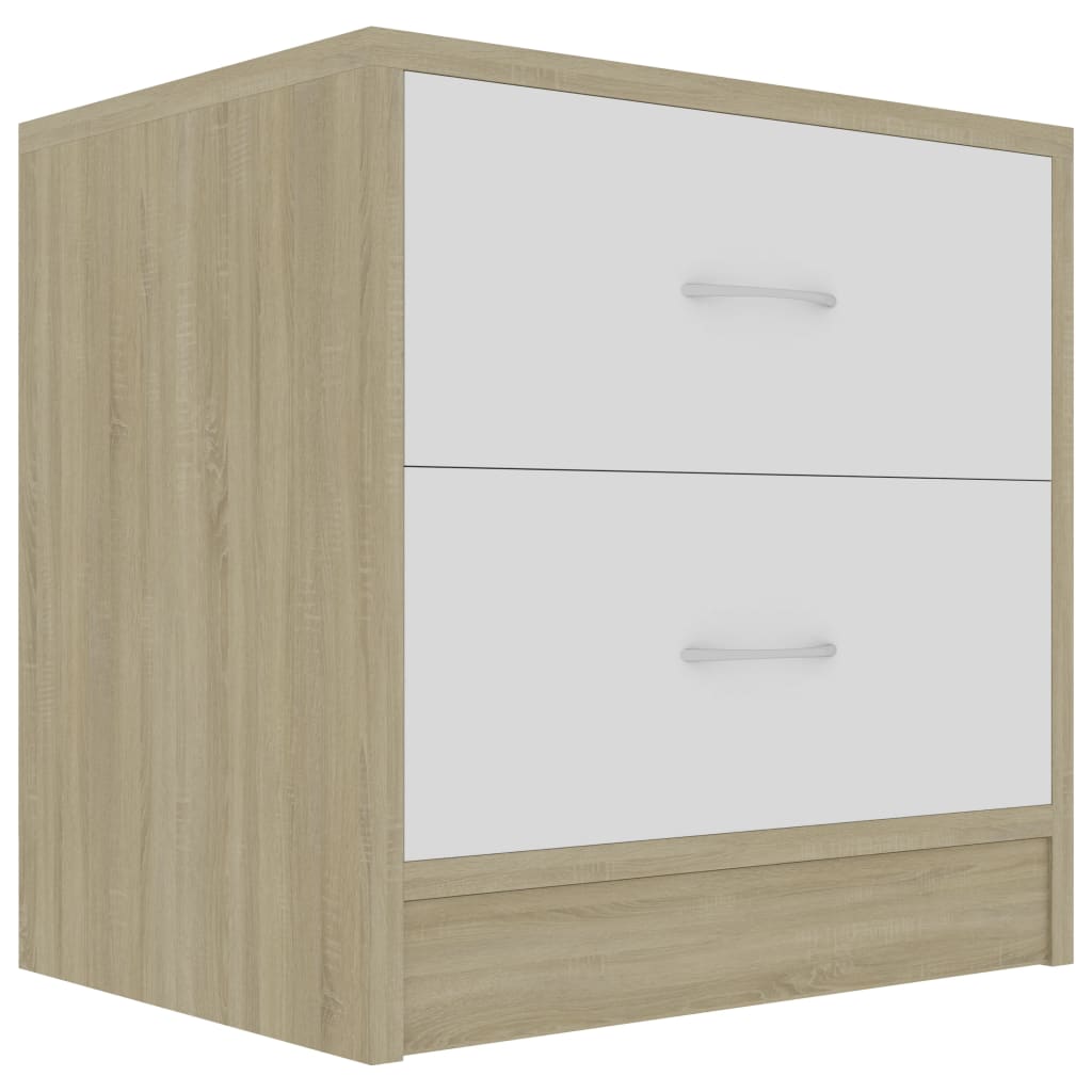 Bedside Cabinets 2 pcs White and Sonoma Oak 40x30x40 cm Engineered Wood