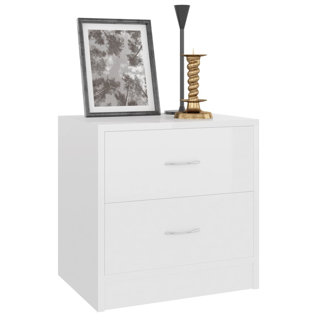 Bedside Cabinet High Gloss White 40x30x40 cm Engineered Wood