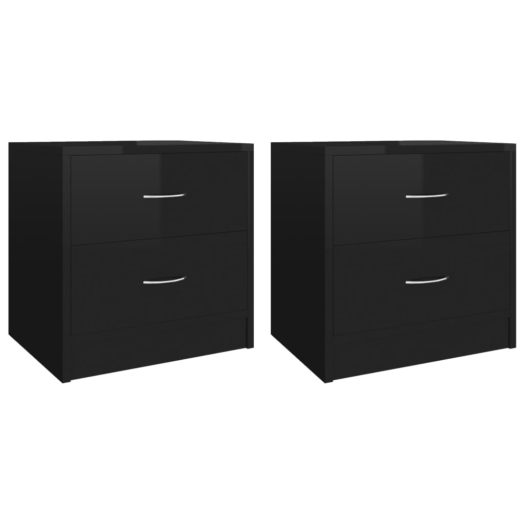 Bedside Cabinets 2 pcs High Gloss Black 40x30x40 cm Engineered Wood