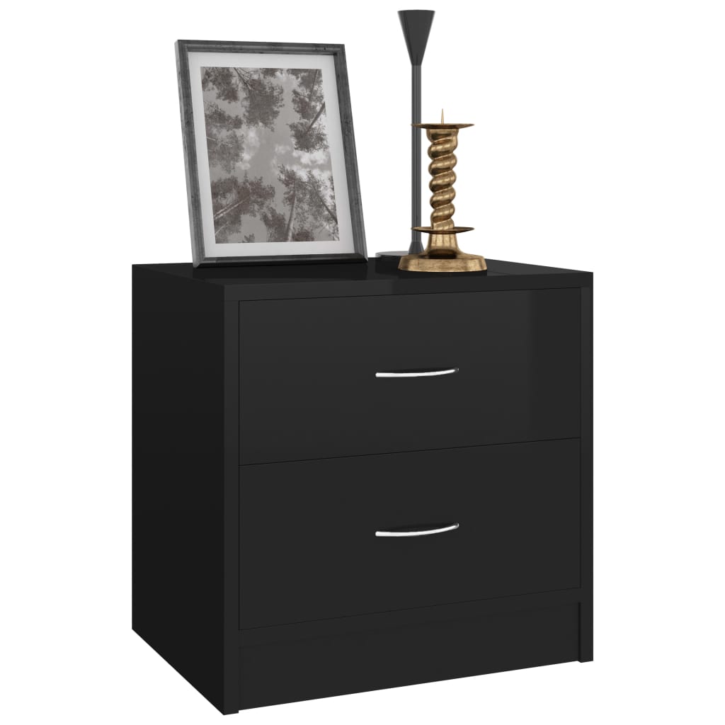 Bedside Cabinets 2 pcs High Gloss Black 40x30x40 cm Engineered Wood