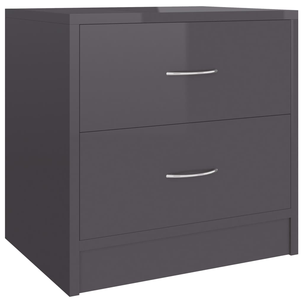 Bedside Cabinet High Gloss Grey 40x30x40 cm Engineered Wood