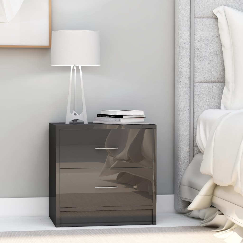 Bedside Cabinet High Gloss Grey 40x30x40 cm Engineered Wood