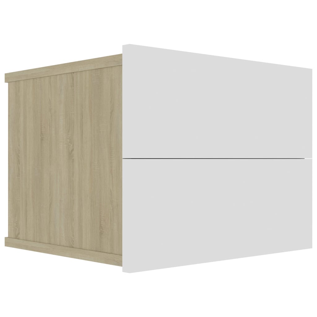 Bedside Cabinet White and Sonoma Oak 40x30x30 cm Engineered Wood