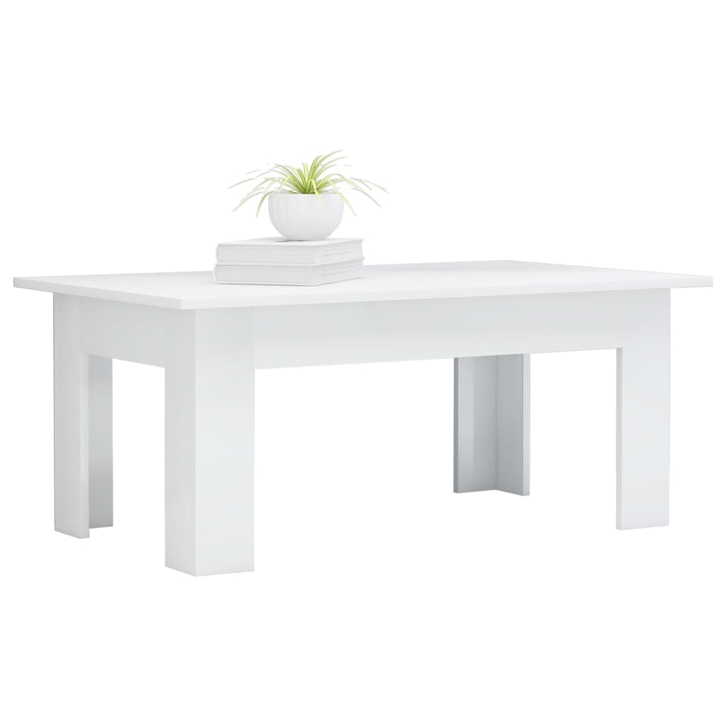 Coffee Table High Gloss White 100x60x42 cm Engineered Wood