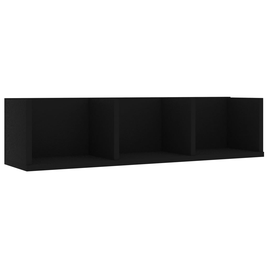 CD Wall Shelf Black 75x18x18 cm Engineered Wood