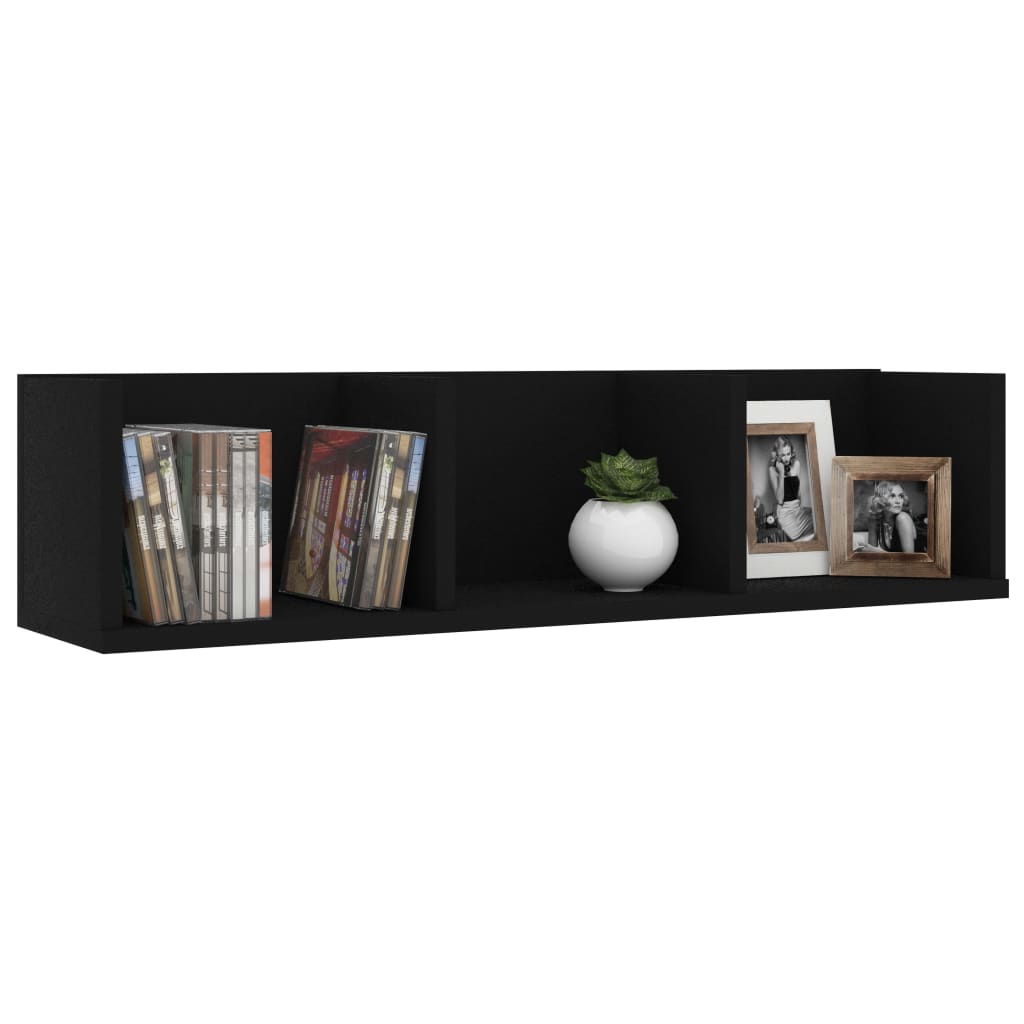 CD Wall Shelf Black 75x18x18 cm Engineered Wood