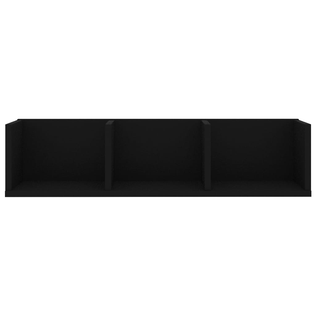 CD Wall Shelf Black 75x18x18 cm Engineered Wood