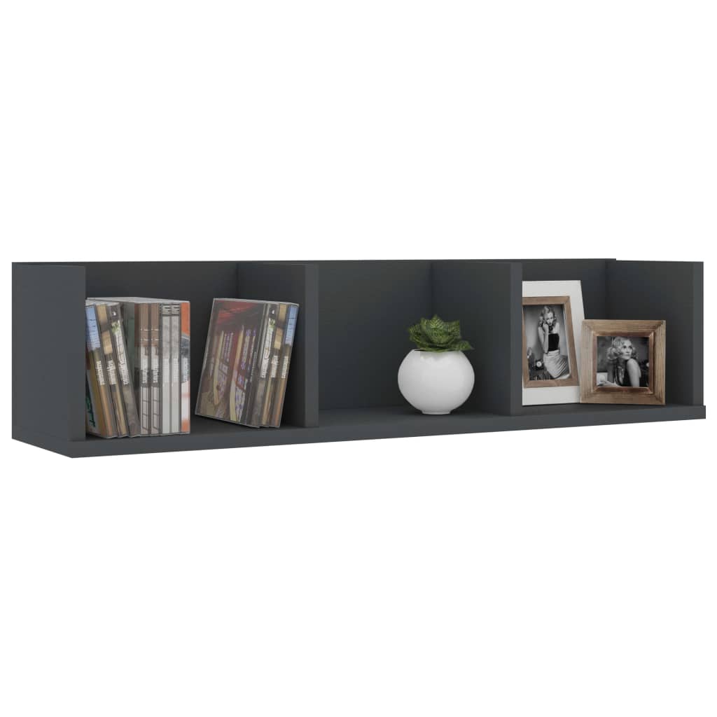 CD Wall Shelf Grey 75x18x18 cm Engineered Wood