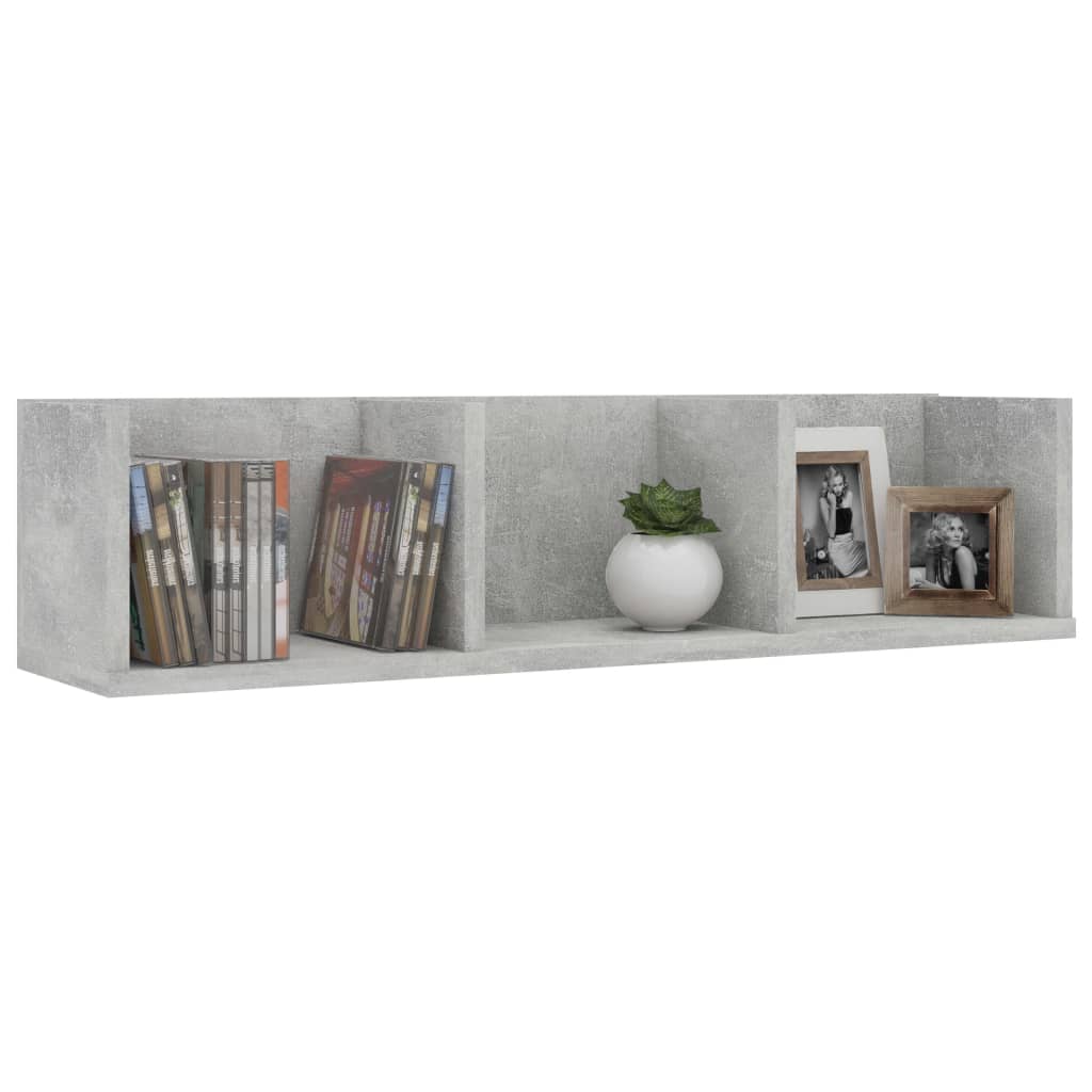 CD Wall Shelf Concrete Grey 75x18x18 cm Engineered Wood