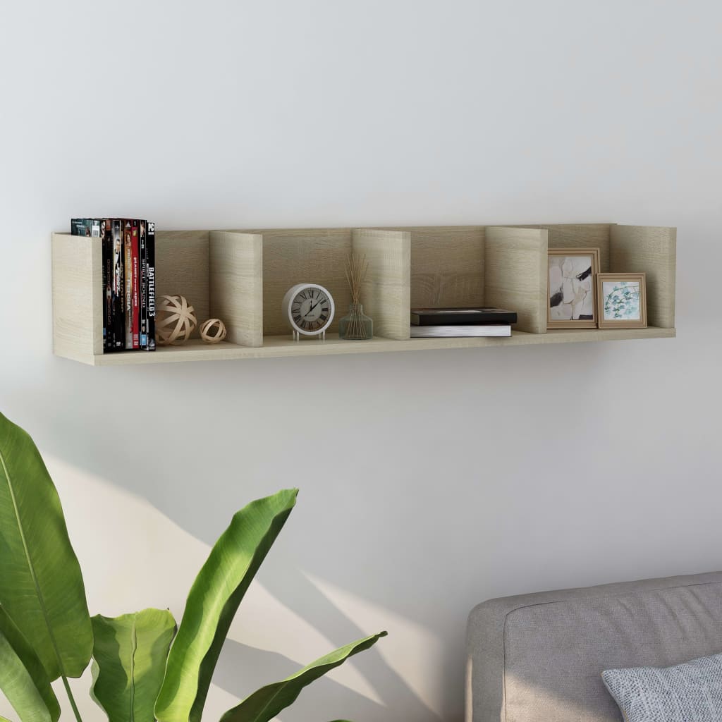 CD Wall Shelf Sonoma Oak 100x18x18 cm Engineered Wood