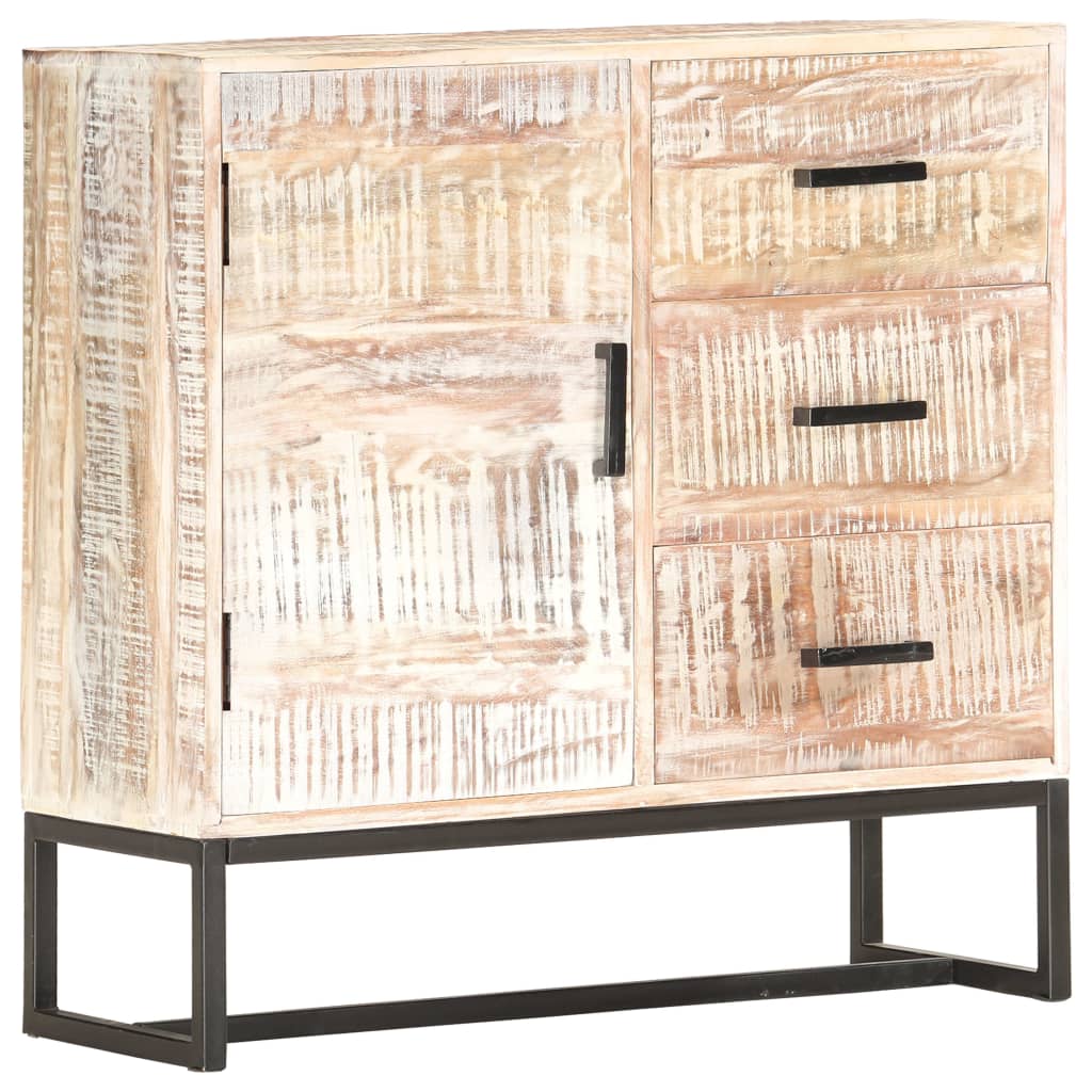 Sideboard White 73X30X75 Cm Solid Acacia Wood