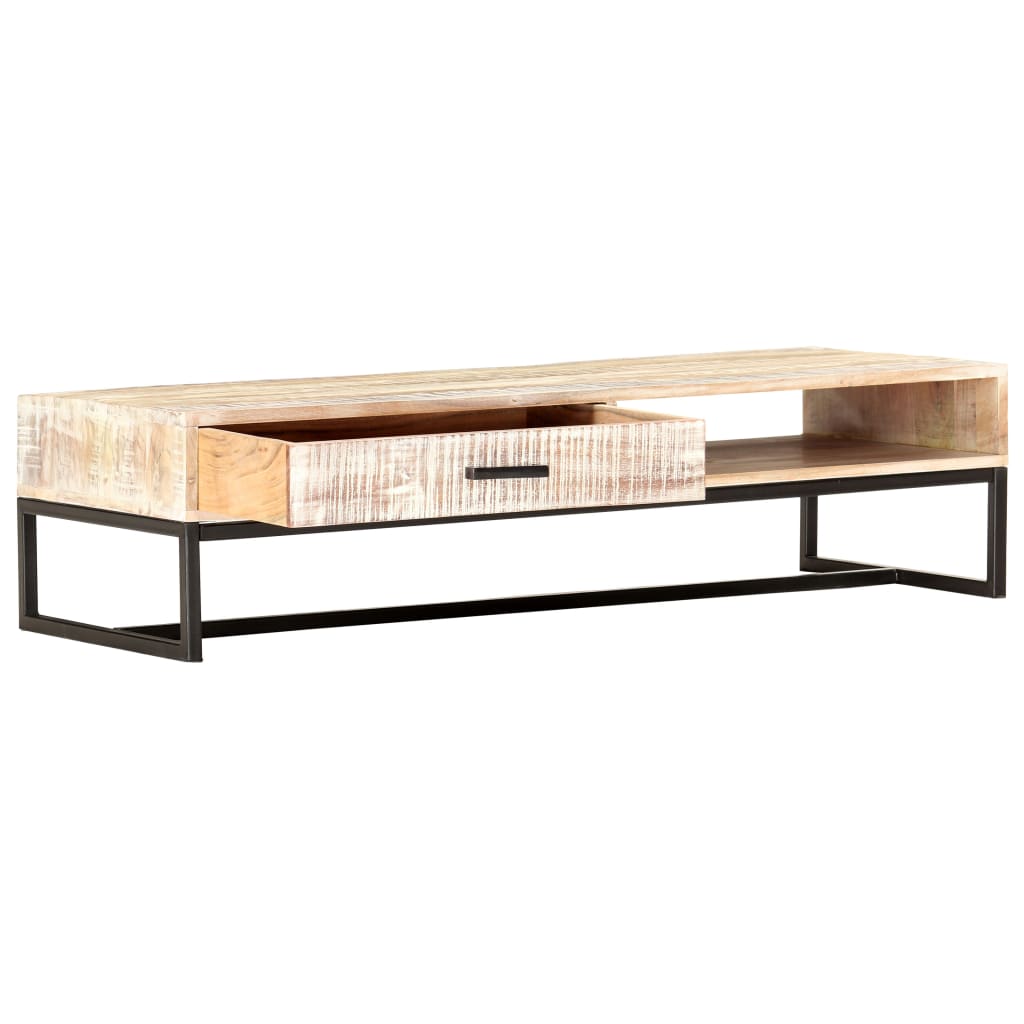 Coffee Table White 117x50x30 cm Solid Acacia Wood