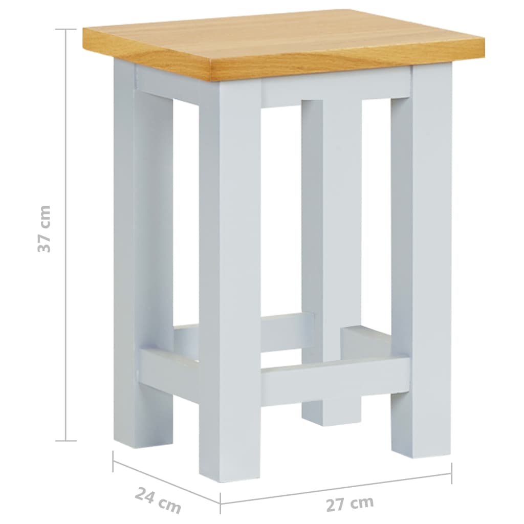 End Table 27x24x37 cm Solid Oak Wood