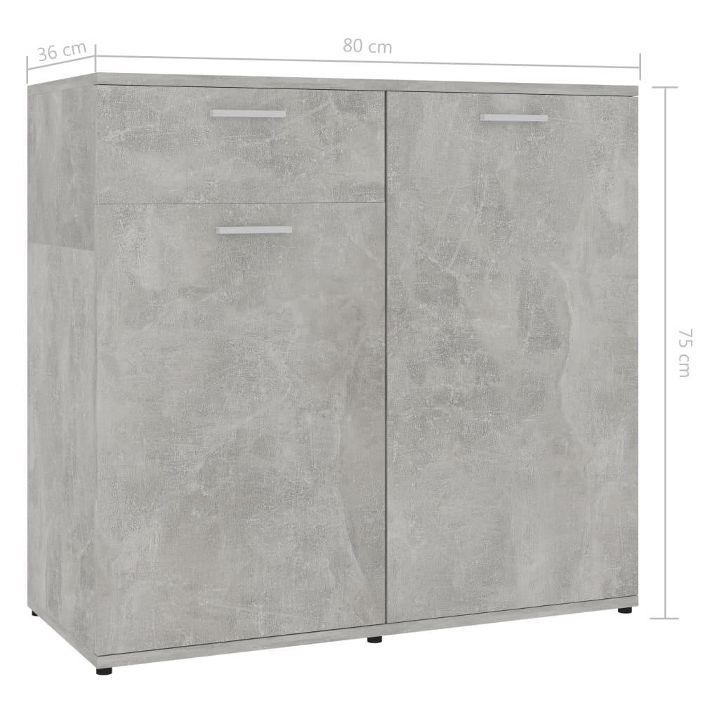 Sideboard Concrete Grey 80x36x75 cm Engineered Wood