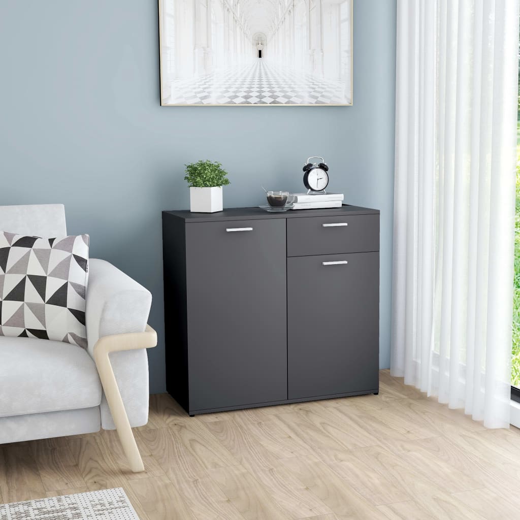 Sideboard Grey 80x36x75 cm Engineered Wood