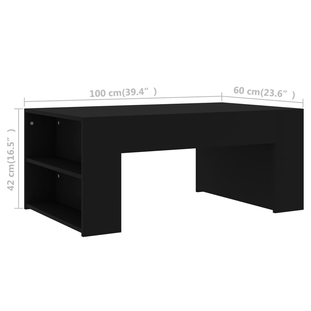 Coffee Table Black 100x60x42 cm Engineered Wood