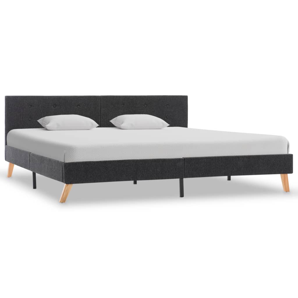 Bed Frame Grey Fabric 183X203 Cm