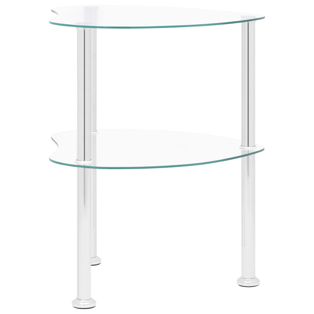 2-Tier Side Table Transparent 38x38x50 cm Tempered Glass