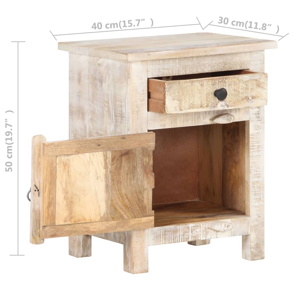 Bedside Cabinet 40x30x50 cm Rough Acacia Wood