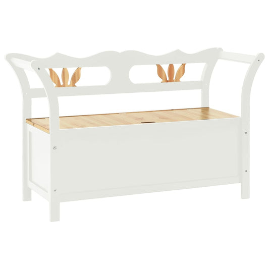 Storage Bench 126 Cm White And Light Wood Solid Fir Wood