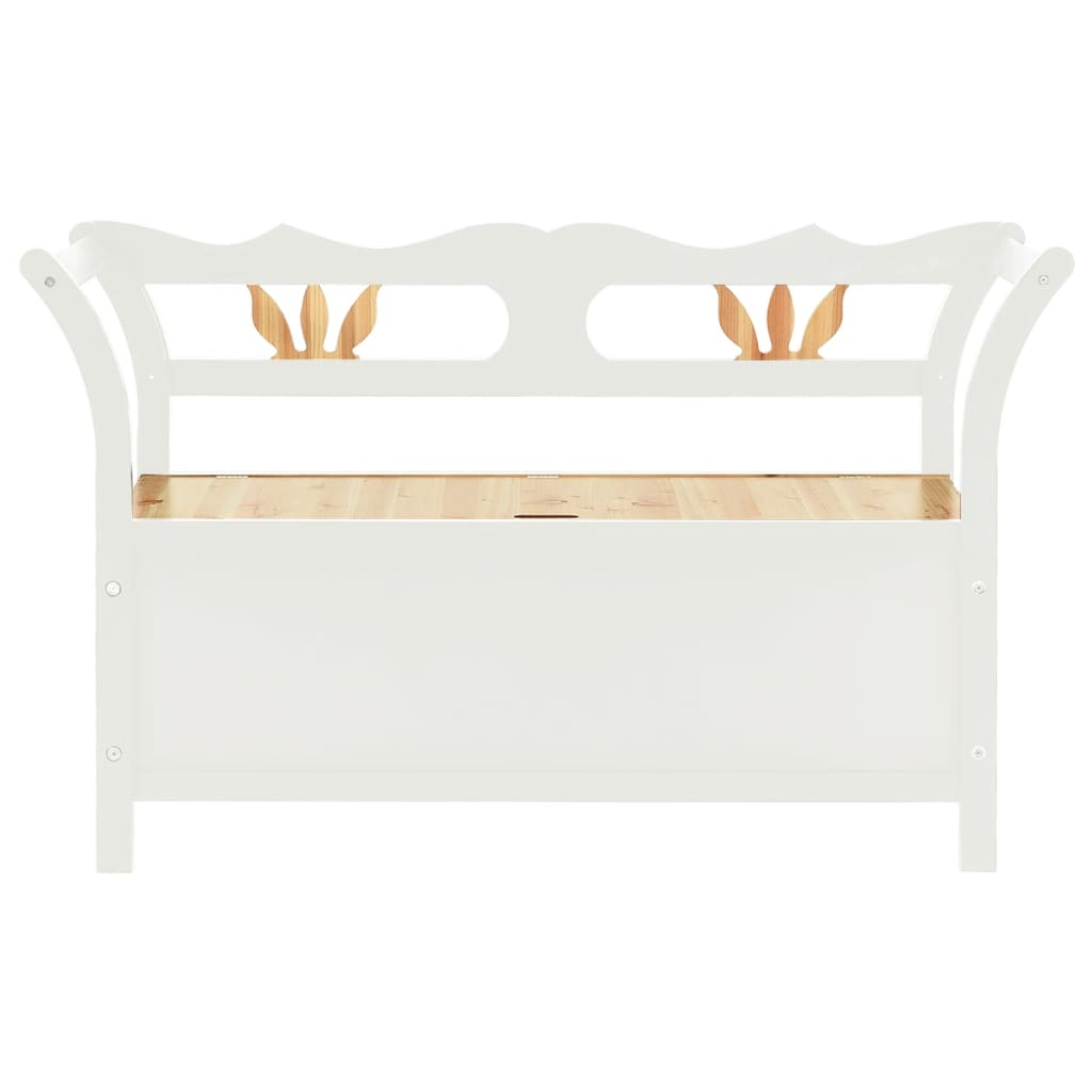 Storage Bench 126 Cm White And Light Wood Solid Fir Wood