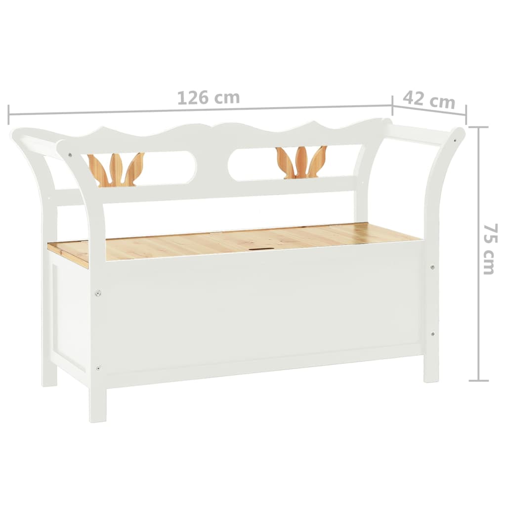 Storage Bench 126 Cm White And Light Wood Solid Fir Wood