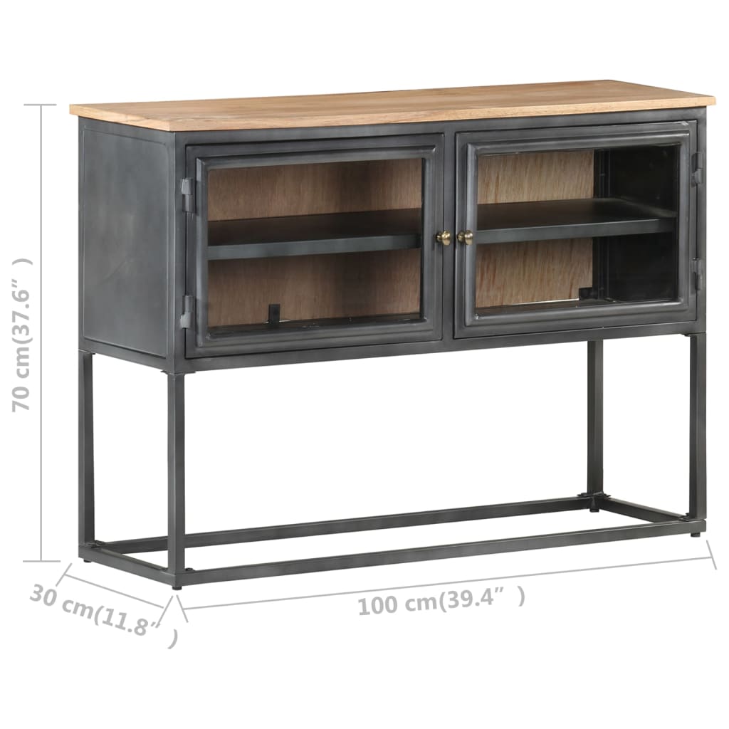 Sideboard Grey 100X30X70 Cm Solid Acacia Wood