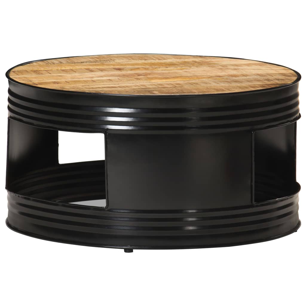 Coffee Table Black 68x68x36 cm Solid Rough Mango Wood