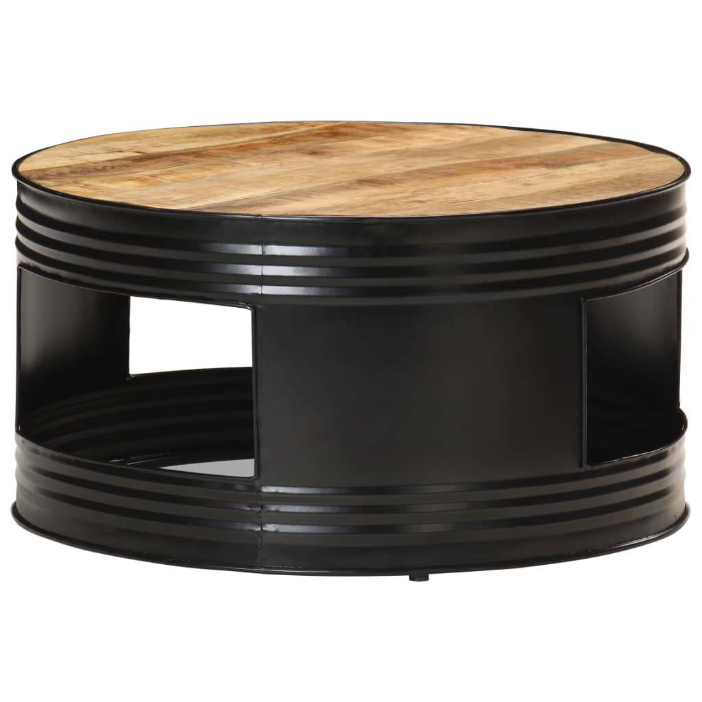 Coffee Table Black 68x68x36 cm Solid Rough Mango Wood