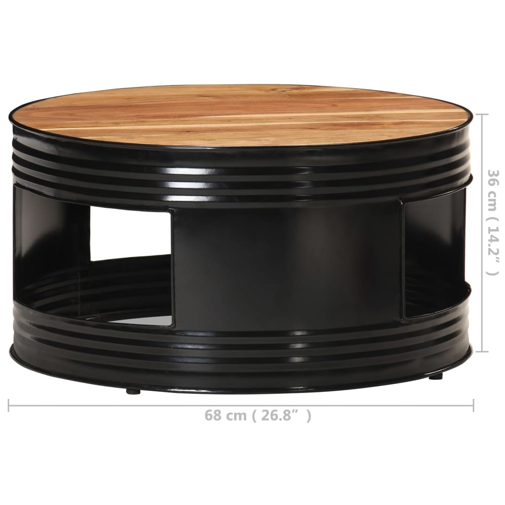 Coffee Table Black 68x68x36 cm Solid Acacia Wood