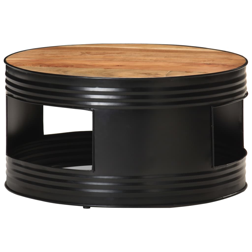 Coffee Table Black 68x68x36 cm Solid Acacia Wood