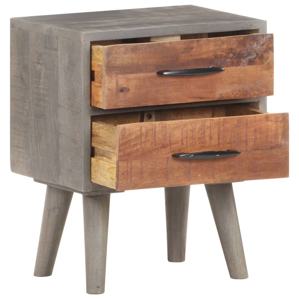 Bedside Cabinet Grey 40x30x50 cm Solid Rough Mango Wood