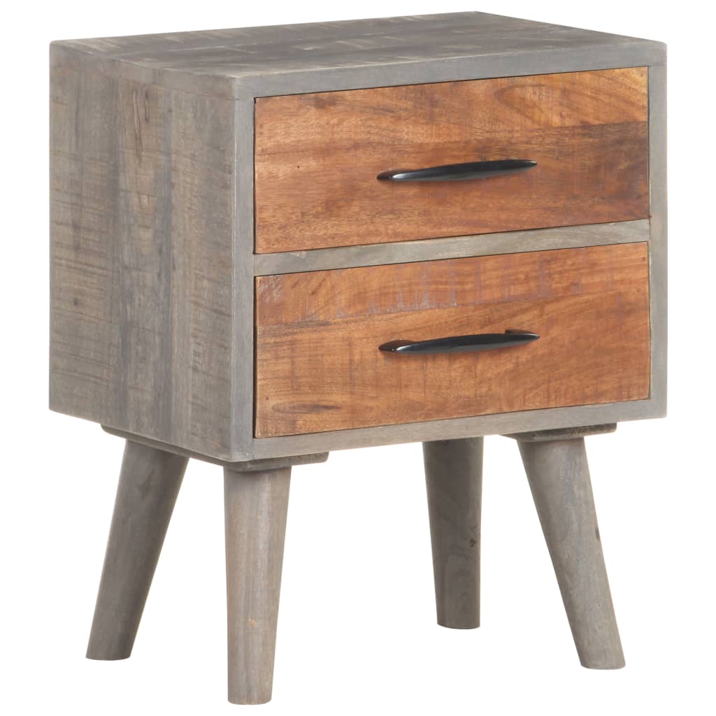 Bedside Cabinet Grey 40x30x50 cm Solid Rough Mango Wood