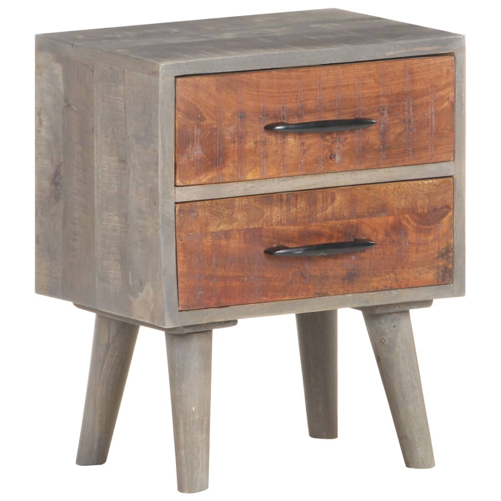 Bedside Cabinet Grey 40x30x50 cm Solid Rough Mango Wood