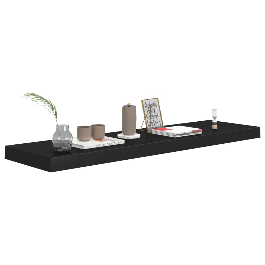 Floating Wall Shelves 2 pcs Black 90x23.5x3.8 cm MDF