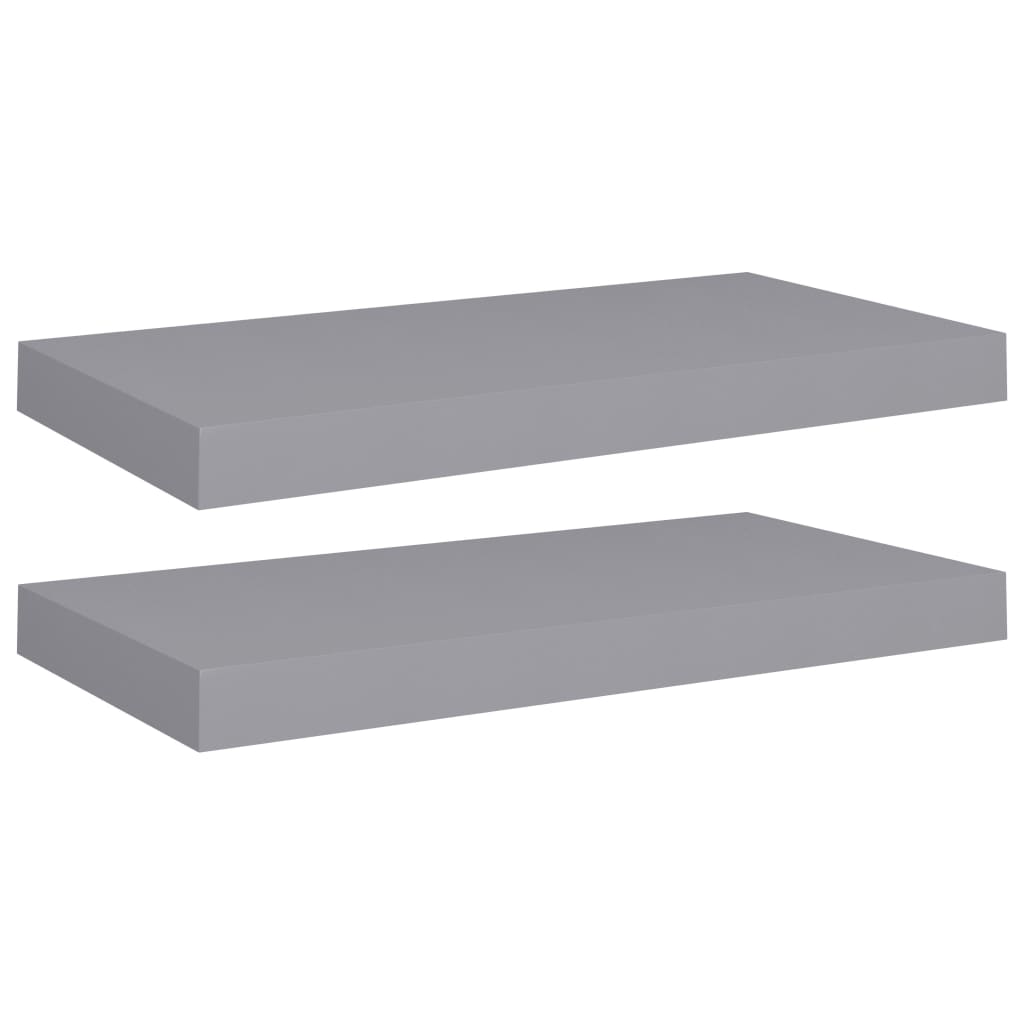 Floating Wall Shelves 2 pcs Grey 50x23x3.8 cm MDF