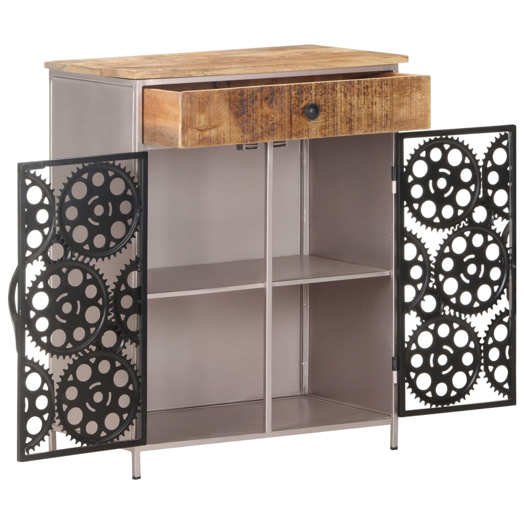 Sideboard 60X35X75 Cm Rough Mango Wood & Iron