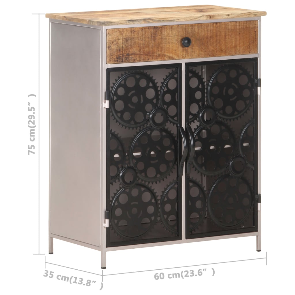 Sideboard 60X35X75 Cm Rough Mango Wood & Iron