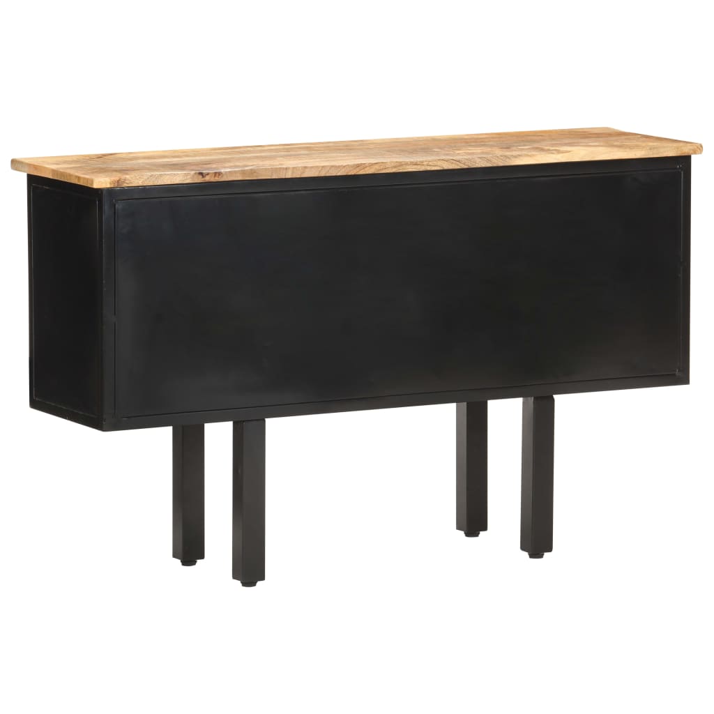 Sideboard 110X30X65 Cm Solid Rough Mango Wood And Steel