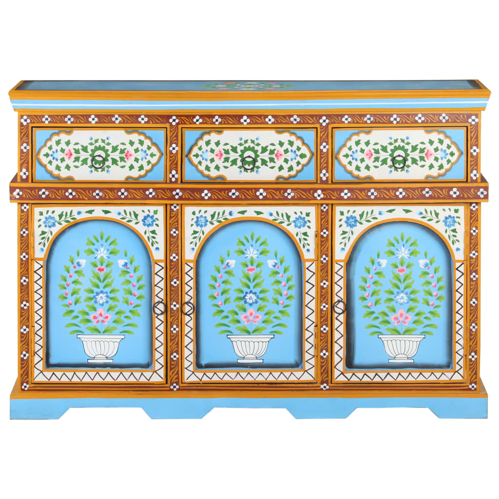 Hand-Painted Sideboard Multicolour 110x30x76cm Solid Mango Wood