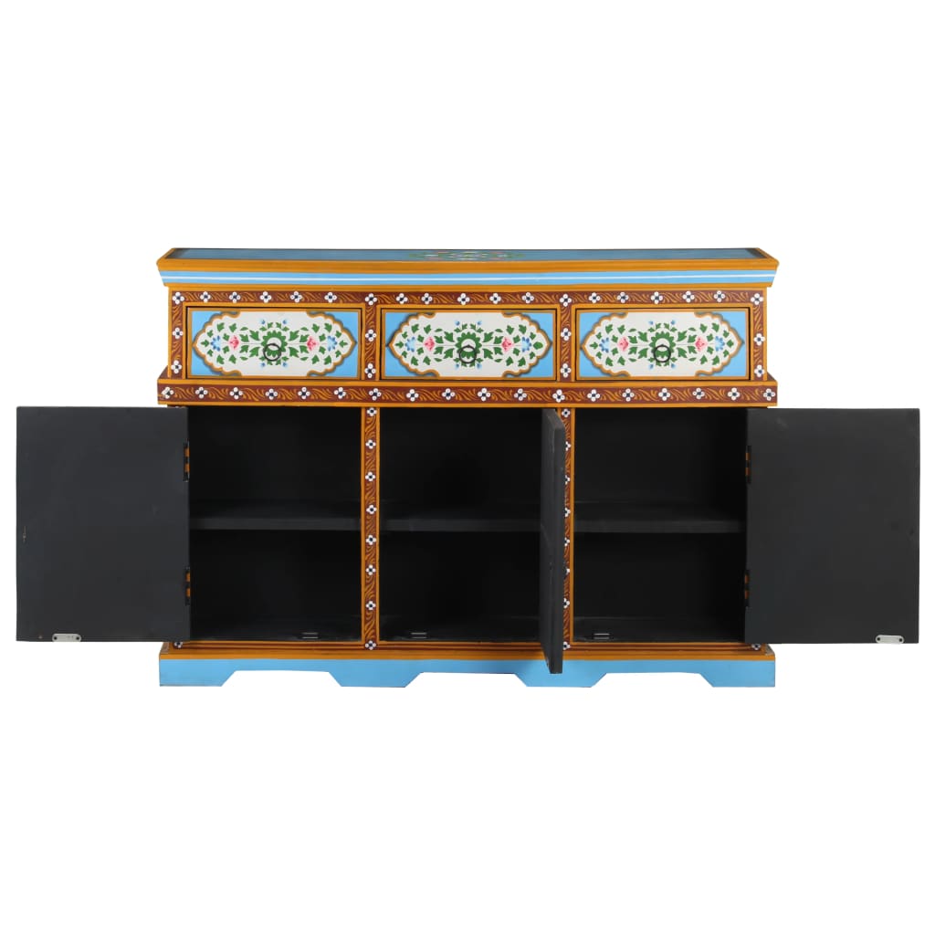 Hand-Painted Sideboard Multicolour 110x30x76cm Solid Mango Wood