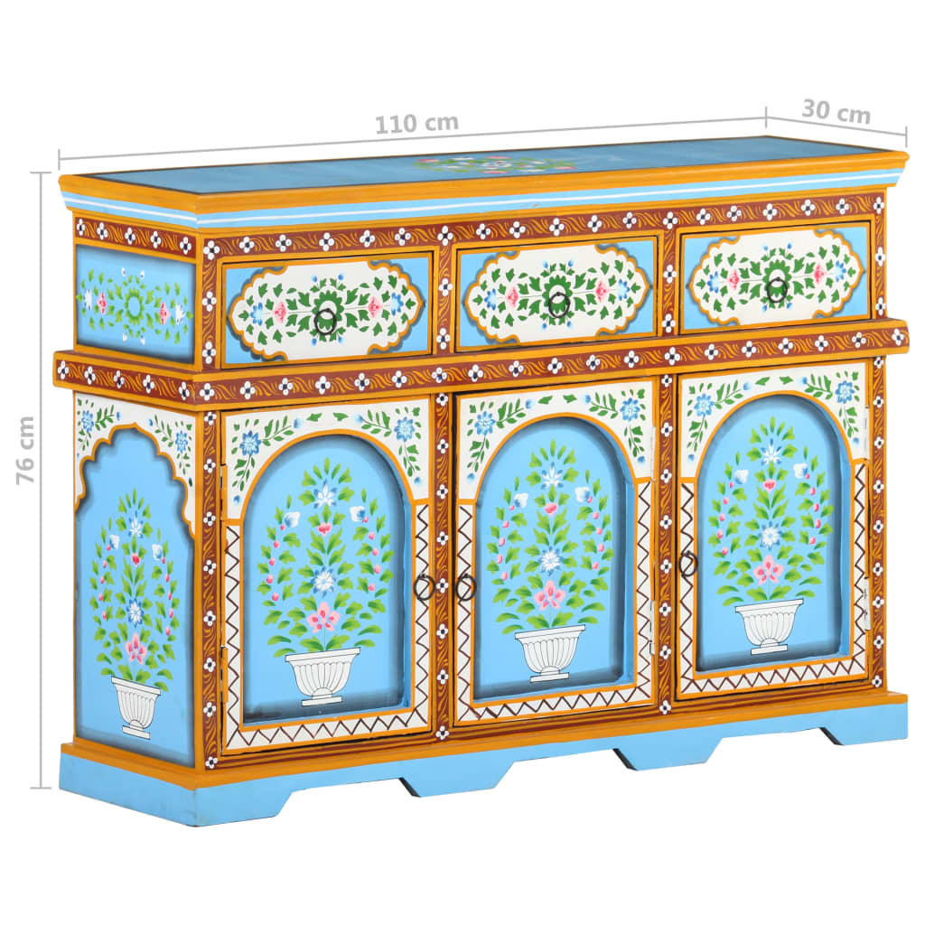 Hand-Painted Sideboard Multicolour 110x30x76cm Solid Mango Wood