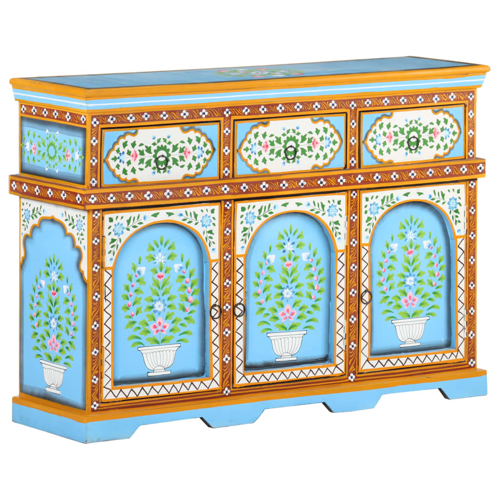 Hand-Painted Sideboard Multicolour 110x30x76cm Solid Mango Wood