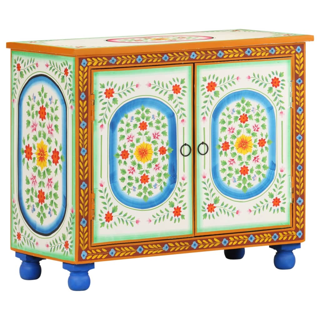 Hand Painted Sideboard 70x35x60 cm Solid Mango Wood