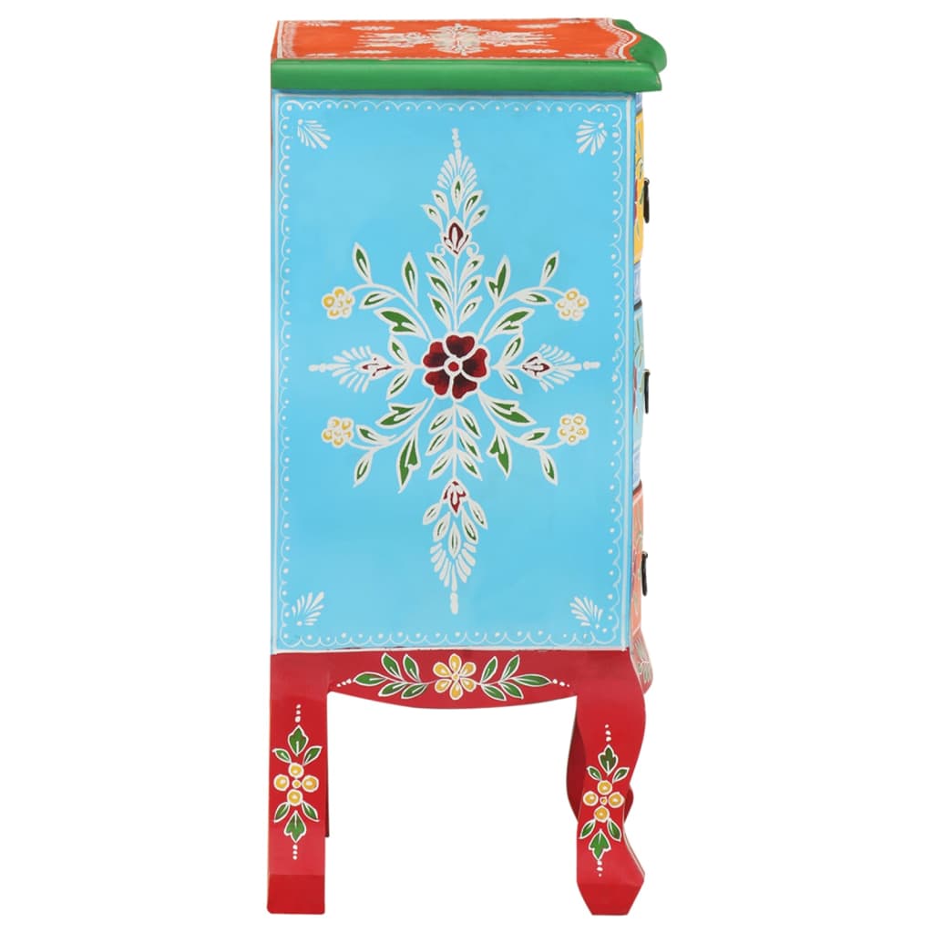 Hand Painted Bedside Cabinet 40x30x60 cm Solid Mango Wood